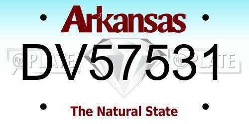 DV57531 Arkansas License Plate