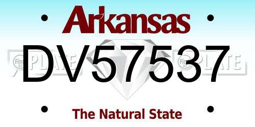 DV57537 Arkansas License Plate