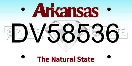 DV58536 Arkansas License Plate