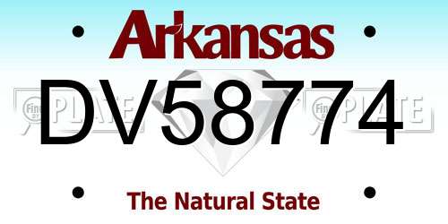 DV58774 Arkansas License Plate