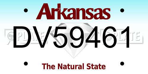 DV59461 Arkansas License Plate