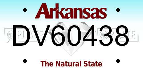 DV60438 Arkansas License Plate