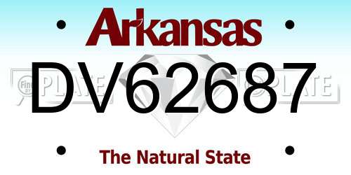 DV62687 Arkansas License Plate