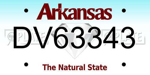 DV63343 Arkansas License Plate