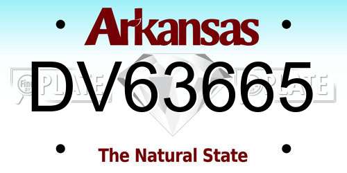 DV63665 Arkansas License Plate