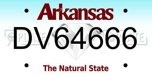 DV64666 Arkansas License Plate