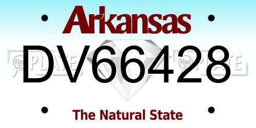 DV66428 Arkansas License Plate