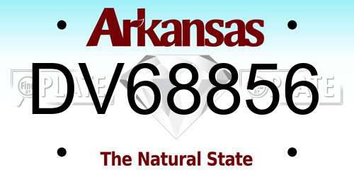 DV68856 Arkansas License Plate