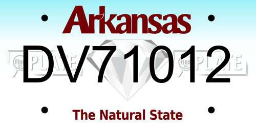DV71012 Arkansas License Plate