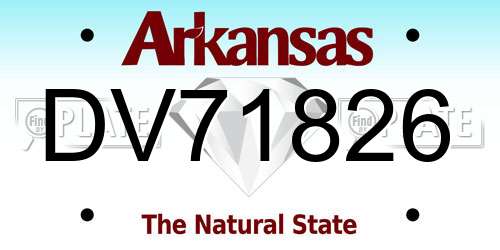 DV71826 Arkansas License Plate