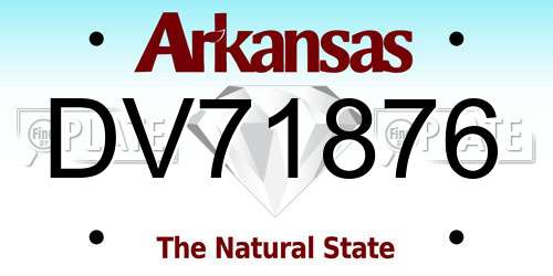 DV71876 Arkansas License Plate