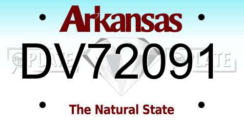 DV72091 Arkansas License Plate