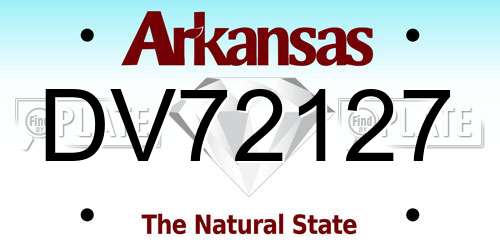 DV72127 Arkansas License Plate