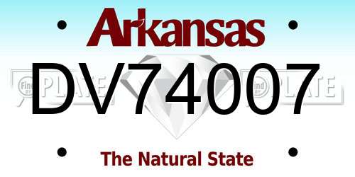 DV74007 Arkansas License Plate