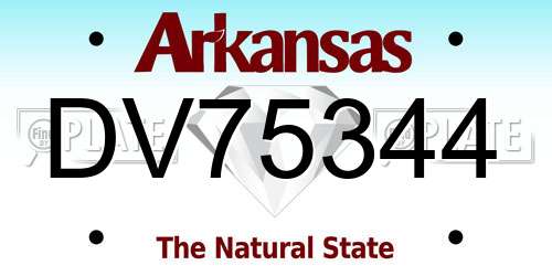DV75344 Arkansas License Plate