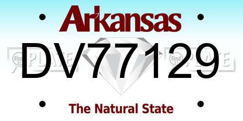 DV77129 Arkansas License Plate