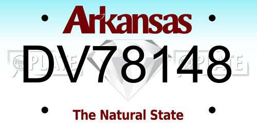 DV78148 Arkansas License Plate