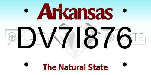 DV7I876 Arkansas License Plate