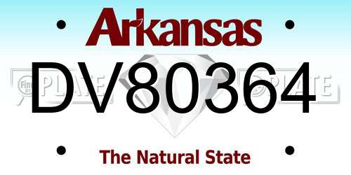 DV80364 Arkansas License Plate