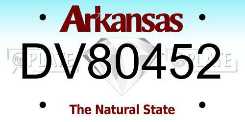 DV80452 Arkansas License Plate