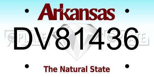 DV81436 Arkansas License Plate