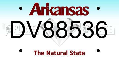 DV88536 Arkansas License Plate