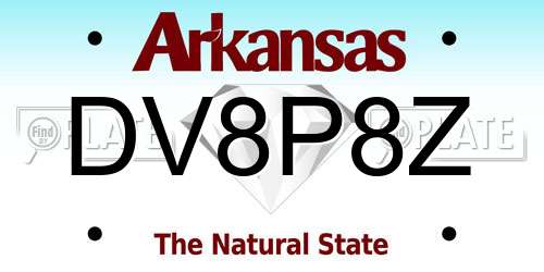 DV8P8Z Arkansas License Plate