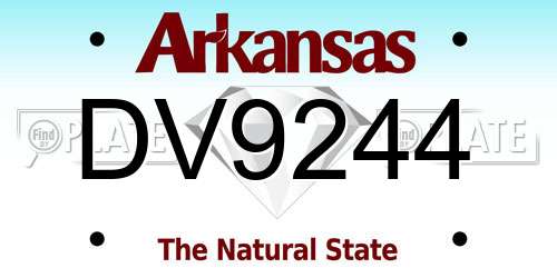 DV9244 Arkansas License Plate