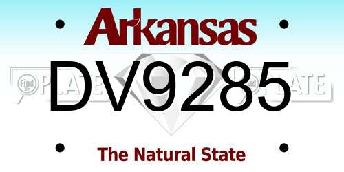 DV9285 Arkansas License Plate