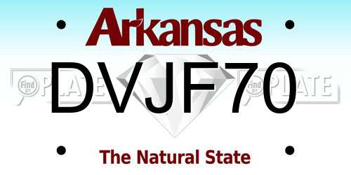DVJF70 Arkansas License Plate