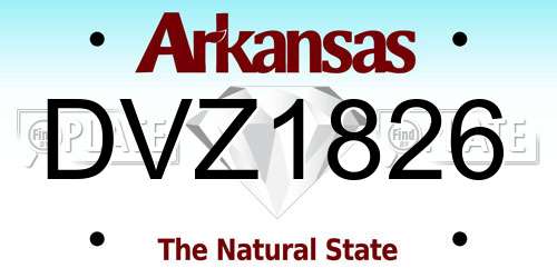 DVZ1826 Arkansas License Plate
