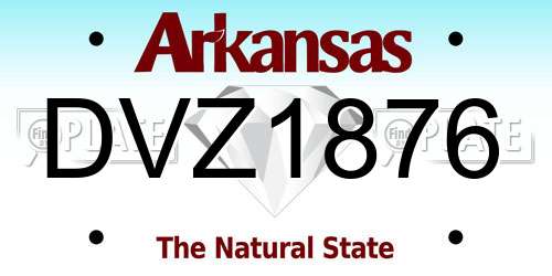 DVZ1876 Arkansas License Plate