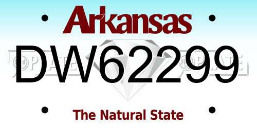 DW62299 Arkansas License Plate