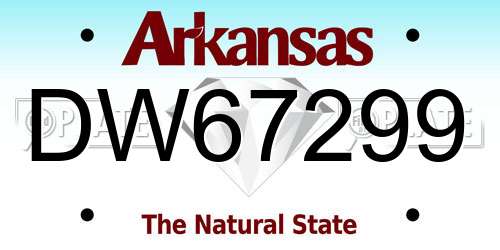 DW67299 Arkansas License Plate