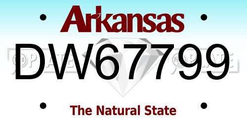 DW67799 Arkansas License Plate