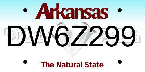 DW6Z299 Arkansas License Plate