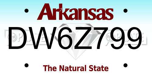 DW6Z799 Arkansas License Plate