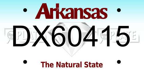 DX60415 Arkansas License Plate