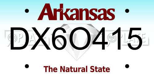 DX6O415 Arkansas License Plate
