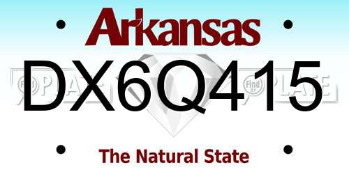 DX6Q415 Arkansas License Plate