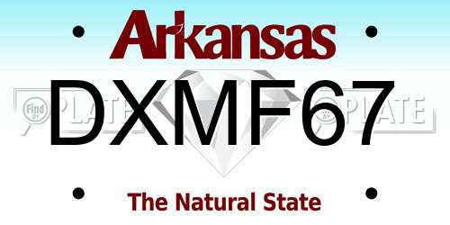DXMF67 Arkansas License Plate