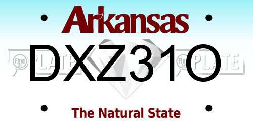 DXZ31O Arkansas License Plate