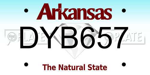 DYB657 Arkansas License Plate