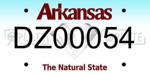 DZ00054 Arkansas License Plate