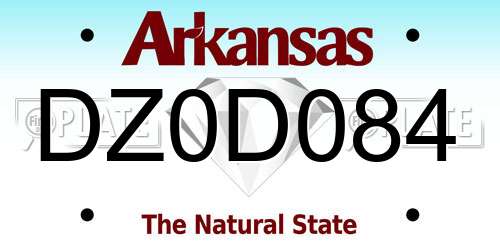 DZ0D084 Arkansas License Plate