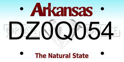 DZ0Q054 Arkansas License Plate