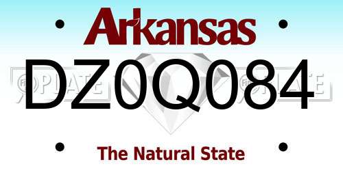 DZ0Q084 Arkansas License Plate