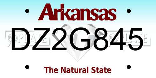 DZ2G845 Arkansas License Plate