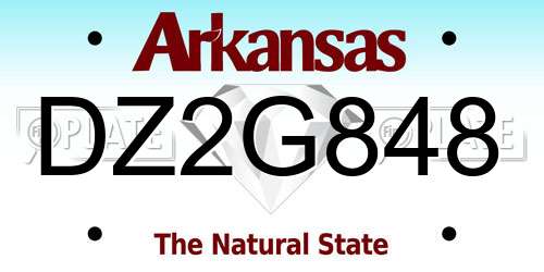 DZ2G848 Arkansas License Plate