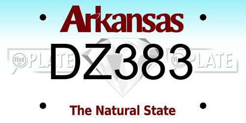 DZ383 Arkansas License Plate